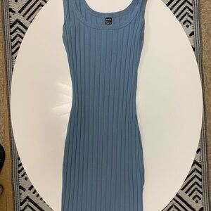 H&M Blue Ribbed Midi Dress
